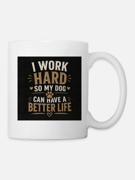 I work hard so my dog can have a better life - Mug - white