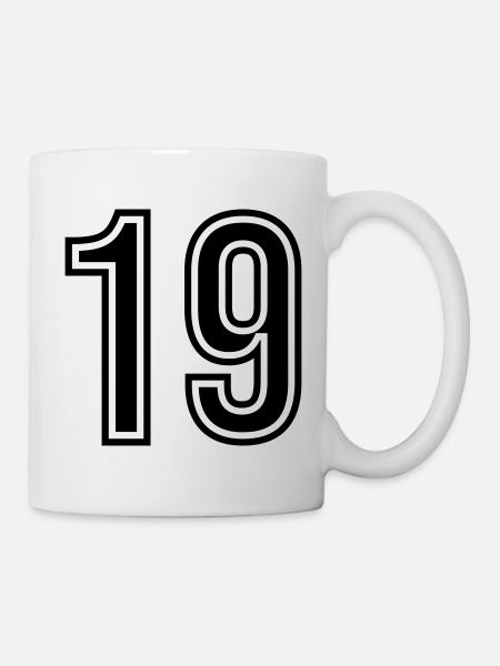 19 Zahl symbol - Tasse - Weiß