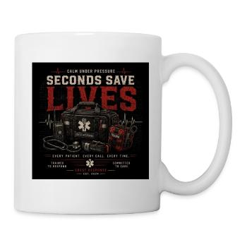Conception d’urgence ambulancière - Les secondes sauvent des vies - Mug blanc - blanc - Droite