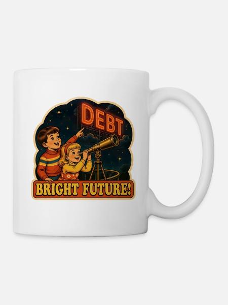 Bright Future Debt Satire Retro Poster - Mug - white