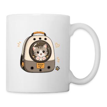 Katzenabenteuer im Rucksack - Tasse - Weiß - Rechts