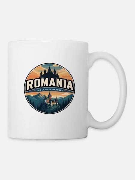 Retro Romania Bran Castle Badge - Mug - white
