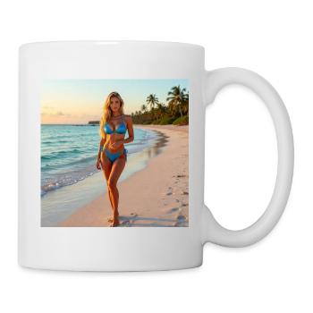 Bikini bleu sur une plage tropicale - Mug blanc - blanc - Droite