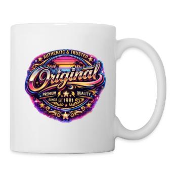 Insigne rétro des années 1980 Neon Synthwave original 1981 - Mug blanc - blanc - Droite