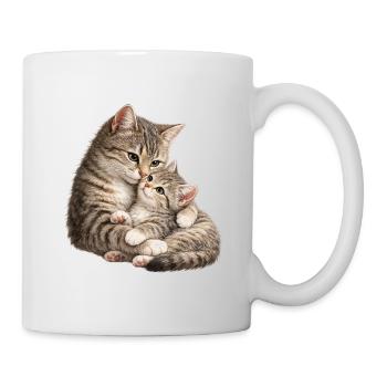 Mom cat cuddles with her sweet cute kitten - Mug - white - Right