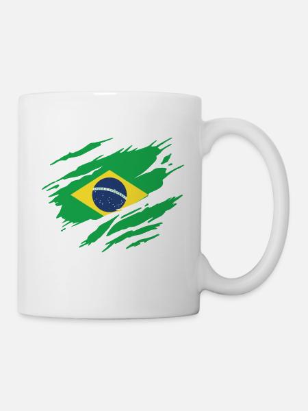 Brasiliens brasilianische Flagge - Tasse - Weiß
