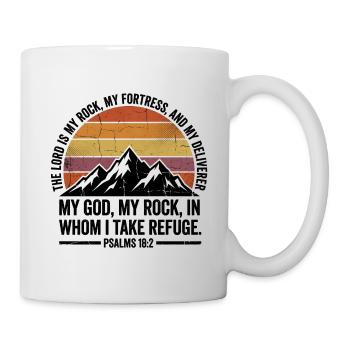 Mon Rocher - Psaume 18:2 - Design rétro Berge - Mug blanc - blanc - Droite