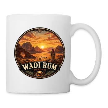 Wadi Rum Jordan Desert Camel Sunset - Mug - white - Right