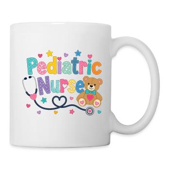 Bunte Kinderkrankenschwester Teddybär - Tasse - Weiß - Rechts