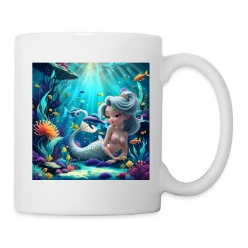 Luminous mermaid among corals - Mug - white - Right