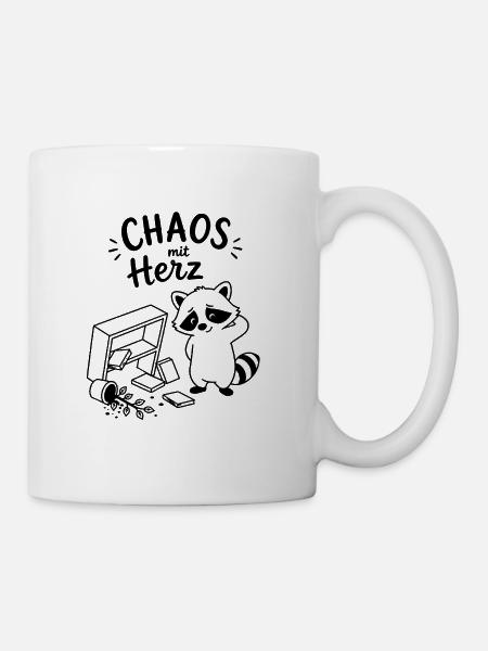Chaos mit Herz - Tasse - Weiß