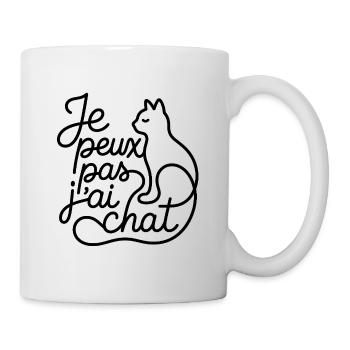 Je peux pas, j'ai chat - Mug blanc - blanc - Droite