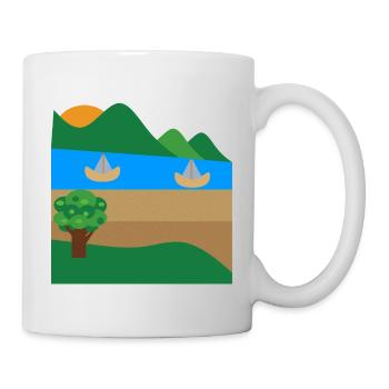 Lakeside Boats and Mountains - Mug - white - Right