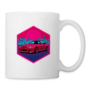 Retro 90er JDM R32 Skyline Limousine Synthwave Kunst - Tasse - Weiß - Rechts