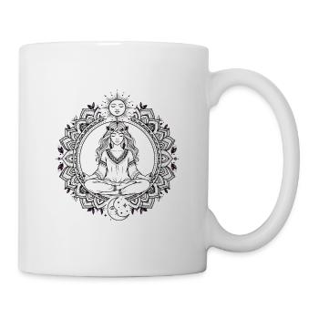 Boho Yoga Mandala - Méditation Soleil-Lune - Mug blanc - blanc - Droite