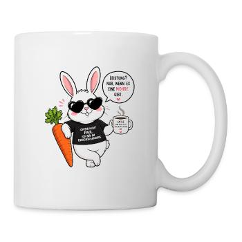 Chilliger Hase mit Karotte & Kaffee - Tasse - Weiß - Rechts