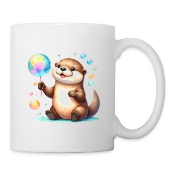Kawaii Otter Playing with Soap Bubbles – Cute - Mug - white - Right