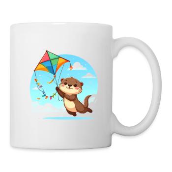 La loutre de Kawaii vole un dragon – Mignonne - Mug blanc - blanc - Droite