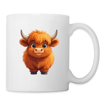 Vache des Highlands Souriante – Conception de bandes dessinées joyeuses - Mug blanc - blanc - Droite