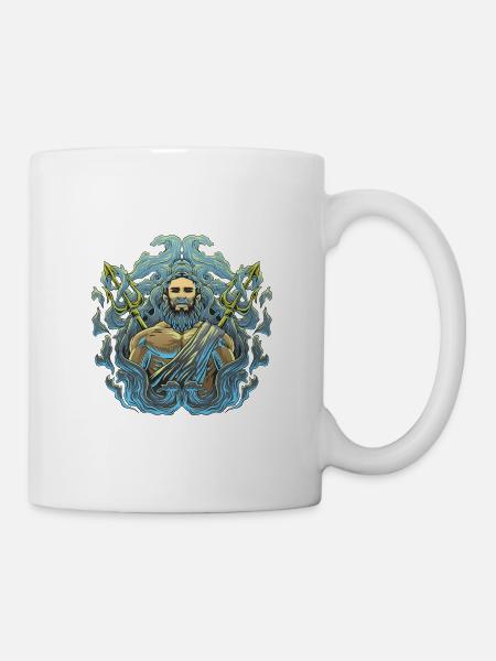 Poseidon Sea God Trident Design - Mug - white
