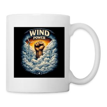 Wind power fist over clouds - Mug - white - Right