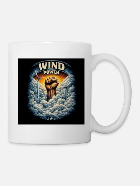 Wind power fist over clouds - Mug - white
