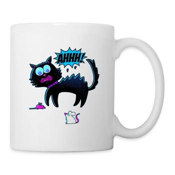 Cat frightened by mouse - Mug - white - Right