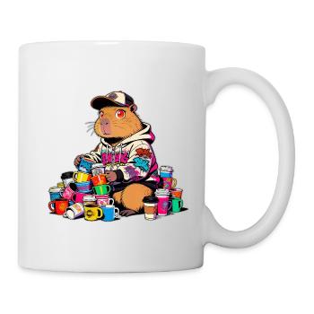 Tassensammelnde Kapybara - Tasse - Weiß - Rechts