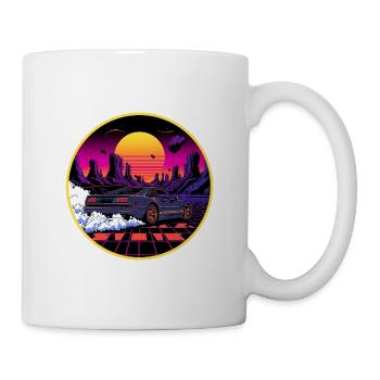 80er Retro Cyberpunk Outrun Sportwagendesign - Tasse - Weiß - Rechts