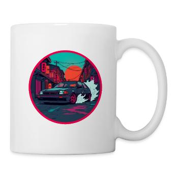 Retro 80er Midnight Alley Hatchback-Kunst - Tasse - Weiß - Rechts