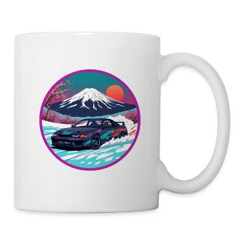 Retro 90s JDM Mt Fuji Skyline R32 Synthwave Art - Mug - white - Right