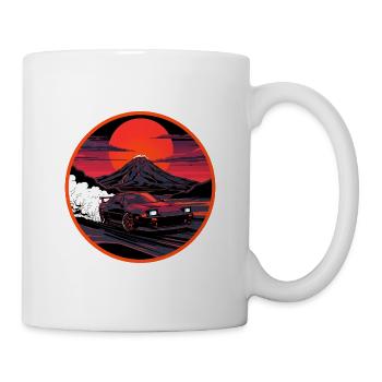Retro 90er JDM Mt Fuji Smoke Drift Auto-Kunst - Tasse - Weiß - Rechts