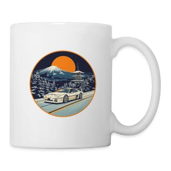 Retro 90er JDM NSX Winter Mt Fuji Pagoda Kunst - Tasse - Weiß - Rechts