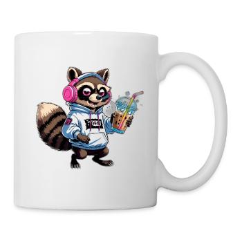 Raton laveur avec latte glacé - Mug blanc - blanc - Droite
