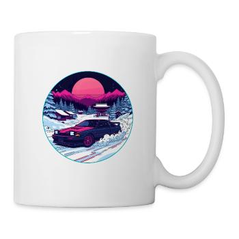 Retro 80s JDM Winter Drift AE86 Synthwave Art - Mug - white - Right