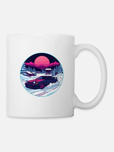 Neon Winter Drift Alpenkunst - Tasse - Weiß