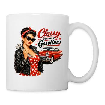 Vintage Pin-Up: Classy with a Side of Gasoline - Mug - white - Right