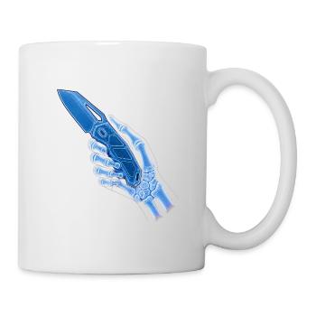 Couteau à rayons X bleu en main - Mug blanc - blanc - Droite