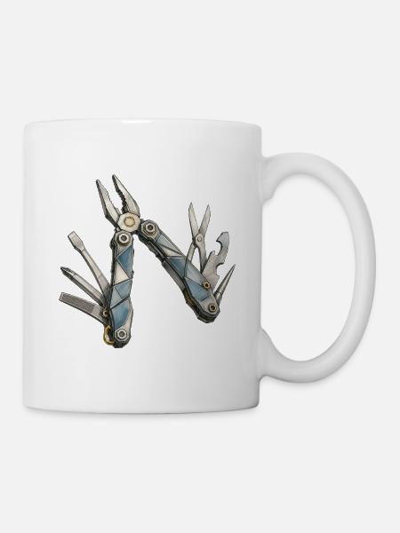 Blue Mech Multitool Pattern - Mug - white