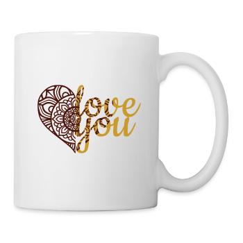 Cœur Mandala d’Amour Doré - Mug blanc - blanc - Droite