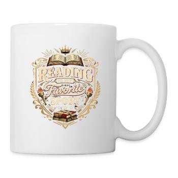 Blason vintage : La lecture est mon sport préféré - Mug blanc - blanc - Droite