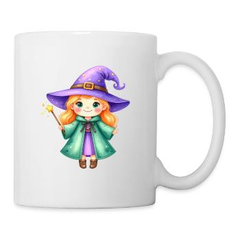 Petite Sorcière au Chapeau et Baguette Violets – Magique - Mug blanc - blanc - Droite
