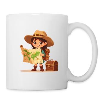 Petit explorateur de bandes dessinées avec carte au trésor et coffre - Mug blanc - blanc - Droite