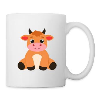 Vache Highland assise – Design de bandes dessinées cosy - Mug blanc - blanc - Droite
