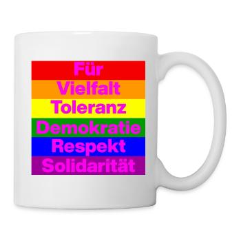 VIELFALT TOLERANZ DEMOKRATIE RESPEKT SOLIDARITÄT - Tasse - Weiß - Rechts