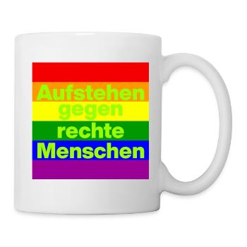 AUFSTEHEN GEGEN RECHTE MENSCHEN NIE WIEDER, NO NZS - Tasse - Weiß - Rechts
