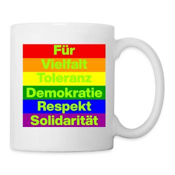 VIELFALT TOLERANZ DEMOKRATIE RESPEKT SOLIDARITÄT - Tasse - Weiß - Rechts