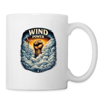 Ascension du poing de l’énergie éolienne - Mug blanc - blanc - Droite