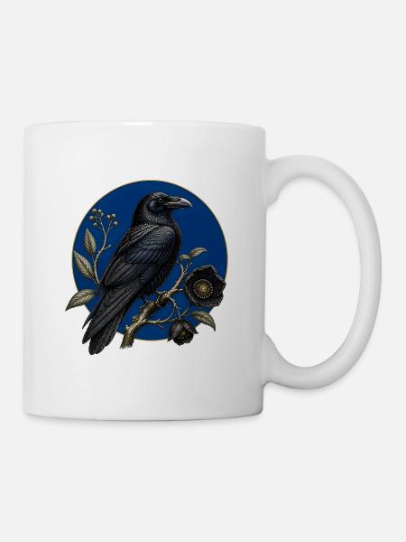Großer botanischer gotischer Rabe - Tasse - Weiß