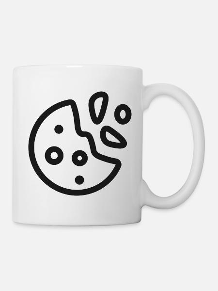 Cookie-Bite-Line-Symbol Webbrowser-Tracking-Symbol - Tasse - Weiß